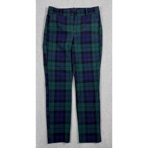 J. Crew BJ491 Ruby High Rise Pants Black Watch Plaid Tartan Size 6 Straight
